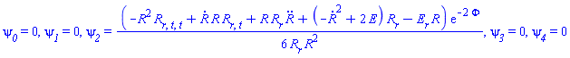 psi__0 = 0, psi__1 = 0, psi__2 = (1/6)*(-R(t, r)^2*(diff(diff(diff(R(t, r), r), t), t))+(diff(R(t, r), t))*R(t, r)*(diff(diff(R(t, r), r), t))+R(t, r)*(diff(R(t, r), r))*(diff(diff(R(t, r), t), t))+(2*E(r)-(diff(R(t, r), t))^2)*(diff(R(t, r), r))-(diff(E(r), r))*R(t, r))*exp(-2*Phi)/(R(t, r)^2*(diff(R(t, r), r))), psi__3 = 0, psi__4 = 0