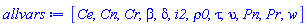 [Ce, Cn, Cr, beta, delta, i2, rho0, tau, upsilon, Pn, Pr, w]