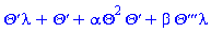 (diff(Theta(xi), xi))*lambda+diff(Theta(xi), xi)+alpha*Theta(xi)^2*(diff(Theta(xi), xi))+beta*(diff(diff(diff(Theta(xi), xi), xi), xi))*lambda