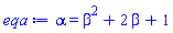 alpha = beta^2+2*beta+1