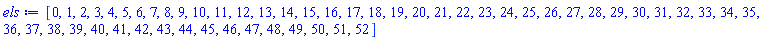 [0, 1, 2, 3, 4, 5, 6, 7, 8, 9, 10, 11, 12, 13, 14, 15, 16, 17, 18, 19, 20, 21, 22, 23, 24, 25, 26, 27, 28, 29, 30, 31, 32, 33, 34, 35, 36, 37, 38, 39, 40, 41, 42, 43, 44, 45, 46, 47, 48, 49, 50, 51, 52]