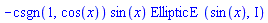-csgn(1, cos(x))*sin(x)*EllipticE(sin(x), I)