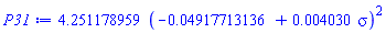 4.251178959*(-0.4917713136e-1+0.4030e-2*sigma)^2