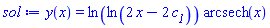 y(x) = ln(ln(2*x-2*c__1))*arcsech(x)