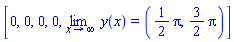 [0, 0, 0, 0, limit(y(x), x = infinity) = ((1/2)*Pi, (3/2)*Pi)]