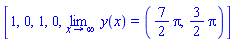 [1, 0, 1, 0, limit(y(x), x = infinity) = ((7/2)*Pi, (3/2)*Pi)]
