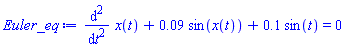 diff(diff(x(t), t), t)+0.9e-1*sin(x(t))+.1*sin(t) = 0