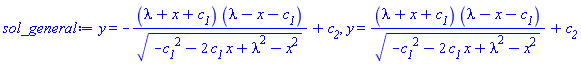 y(x) = -(lambda+x+c__1)*(lambda-x-c__1)/(-c__1^2-2*c__1*x+lambda^2-x^2)^(1/2)+c__2, y(x) = (lambda+x+c__1)*(lambda-x-c__1)/(-c__1^2-2*c__1*x+lambda^2-x^2)^(1/2)+c__2