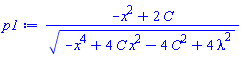 (-x^2+2*C)/(-x^4+4*C*x^2-4*C^2+4*lambda^2)^(1/2)