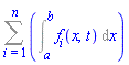 Sum(Int(f[i](x, t), x = a .. b), i = 1 .. n)
