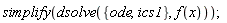 simplify(dsolve({ics1, ode}, f(x)))