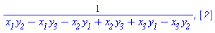 1/(x__1*y__2-x__1*y__3-x__2*y__1+x__2*y__3+x__3*y__1-x__3*y__2), Matrix(%id = 36893491013279731332)