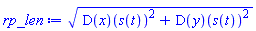 ((D(x))(s(t))^2+(D(y))(s(t))^2)^(1/2)