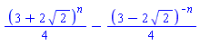 (1/4)*(3+2*2^(1/2))^n-(1/4)*(3-2*2^(1/2))^(-n)