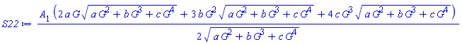 (1/2)*A[1]*(2*a*G(xi)*(a*G(xi)^2+b*G(xi)^3+c*G(xi)^4)^(1/2)+3*b*G(xi)^2*(a*G(xi)^2+b*G(xi)^3+c*G(xi)^4)^(1/2)+4*c*G(xi)^3*(a*G(xi)^2+b*G(xi)^3+c*G(xi)^4)^(1/2))/(a*G(xi)^2+b*G(xi)^3+c*G(xi)^4)^(1/2)
