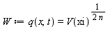 W := q(x, t) = V(xi)^(1/(2*n))