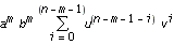 a^m*b^m*(Sum(u^(n-m-1-i)*v^i, i = 0 .. n-m-1))