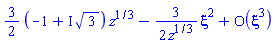 series((3/2)*(-1+I*3^(1/2))*z^(1/3)-((3/2)/z^(1/3))*xi^2+O(xi^3),xi,3)