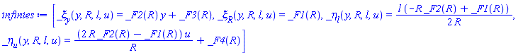 [_xi[y](y, R, l, u) = _F2(R)*y+_F3(R), _xi[R](y, R, l, u) = _F1(R), _eta[l](y, R, l, u) = (1/2)*l*(-R*_F2(R)+_F1(R))/R, _eta[u](y, R, l, u) = (2*R*_F2(R)-_F1(R))*u/R+_F4(R)]