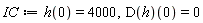 IC := h(0) = 4000, (D(h))(0) = 0