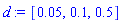 d := [0.5e-1, .1, .5]