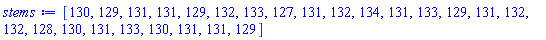 [130, 129, 131, 131, 129, 132, 133, 127, 131, 132, 134, 131, 133, 129, 131, 132, 132, 128, 130, 131, 133, 130, 131, 131, 129]