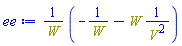 Physics:-`*`(1/W, -1/W-Physics:-`*`(W, 1/Physics:-`^`(V, 2)))