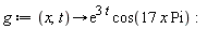 g := proc (x, t) options operator, arrow; exp(3*t)*cos(17*x*Pi) end proc