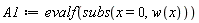 A1 := evalf(subs(x = 0, w(x)))