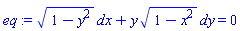 (1-y^2)^(1/2)*dx+y*(1-x^2)^(1/2)*dy = 0