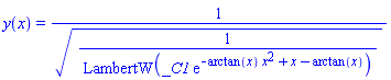 y(x) = 1/(1/LambertW(_C1*exp(-arctan(x)*x^2+x-arctan(x))))^(1/2)