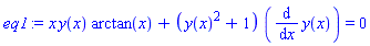 x*y(x)*arctan(x)+(y(x)^2+1)*(diff(y(x), x)) = 0