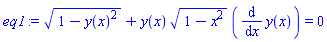 (1-y(x)^2)^(1/2)+y(x)*(1-x^2)^(1/2)*(diff(y(x), x)) = 0