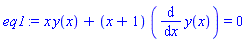 x*y(x)+(x+1)*(diff(y(x), x)) = 0