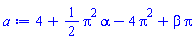 4+(1/2)*Pi^2*alpha-4*Pi^2+beta*Pi