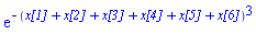 exp(-(`x[1]`+`x[2]`+`x[3]`+`x[4]`+`x[5]`+`x[6]`)^3)