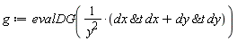 g := evalDG((`&t`(dx, dx)+`&t`(dy, dy))/y^2)