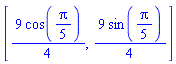 [(9/4)*cos((1/5)*Pi), (9/4)*sin((1/5)*Pi)]