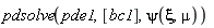 pdsolve(pde1, [bc1], psi(xi, mu))
