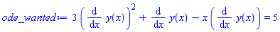 3*(diff(y(x), x))^2+diff(y(x), x)-x*(diff(y(x), x)) = 5