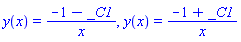 y(x) = (-1-_C1)/x, y(x) = (-1+_C1)/x