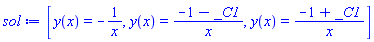 [y(x) = -1/x, y(x) = (-1-_C1)/x, y(x) = (-1+_C1)/x]