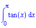 int(tan(x), x = 0 .. Pi)