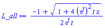 (1/2)*(-1+(1+4*(exp(t))^2*t*x)^(1/2))/(exp(t)*t)