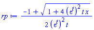 (1/2)*(-1+(1+4*(exp(t))^2*t*x)^(1/2))/((exp(t))^2*t)