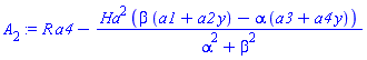 R*a4-Ha^2*(beta*(a1+a2*y)-alpha*(a3+a4*y))/(alpha^2+beta^2)
