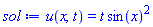 u(x, t) = t*sin(x)^2