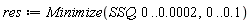 res := Minimize(SSQ, 0 .. 0.2e-3, 0 .. .1)