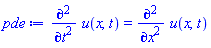 pde := diff(u(x, t), t, t) = diff(u(x, t), x, x)