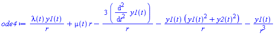lambda(t)*y1(t)/r+mu(t)*r-3*(diff(diff(y1(t), t), t))/r-y1(t)*(y1(t)^2+y2(t)^2)/r-y1(t)/r^3